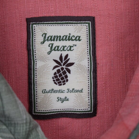 Jamaica Jaxx Camp Shirt Adult Medium Pink Floral Silk Loop Collar S/S Button Up - Picture 8 of 13